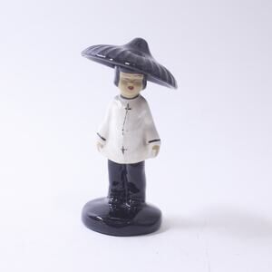 Asian Peasant, Ceramic, Figurine, White Black, Hand Painted, ~ 250516-WH 265